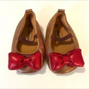Baby Girl Shimmery Mary Jane‎ Shoes with Big Red Bow Party Shoes Baby size 5